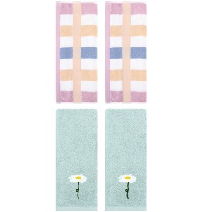 REGALWOVEN 4 Pcs Cotton Bathroom Soft Absorbent Cotton Hand Towels - 1 of 4