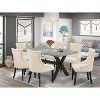HomeStock 7-Piece Rectangle Natural Oak Finish Solid Wood Top Dining Table with 6-Chairs - 2 of 4