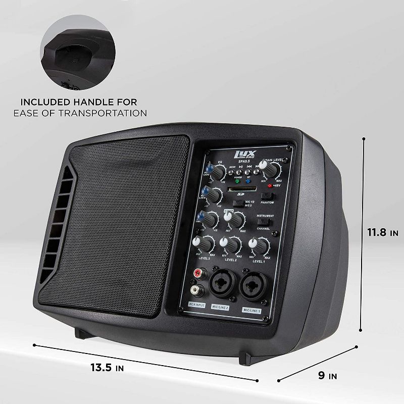 LyxPro 5.5" Small Powered Active PA Speaker W/Bluetooth & XLR input, 5 of 6