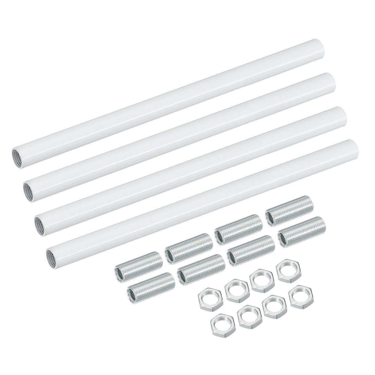 Unique Bargains Indoor Electroplated Iron Threaded Extension Rod Lighting Fixture Downrods White M10 x 7.9" 4 Sets