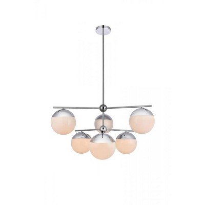 Elegant Lighting Eclipse 6 Lights Chrome Pendant With Frosted White Glass