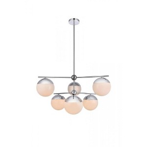 Elegant Lighting Eclipse 6 Lights Chrome Pendant With Frosted White Glass - 1 of 4