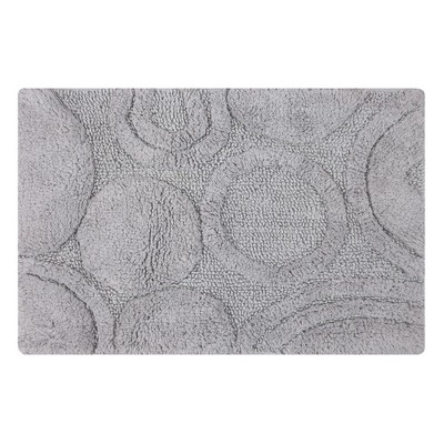 Knightsbridge Orbit Bath Rug Cotton Non Skid Back, Silver