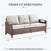 POCASSY Outdoor Sofa Patio Couch, All Weather Brown Wicker 3-Seater Outdoor Furniture Sofa with Dark Brown Hand-Brushed Arms & Comfort 4" Cushion - 4 of 4