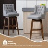 360 Degrees Swivel Bar Stool Set Of 2,Kitchen Chair With Footrest And Wood Legs,Linen Fabric Fixed Counter Height Chair-Cuddlewood - 3 of 4