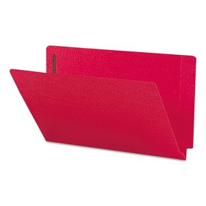 Smead Heavyweight Colored End Tab Fastener Folders, 0.75" Expansion, 2 Fasteners, Legal Size, Red Exterior, 50/Box - 1 of 2