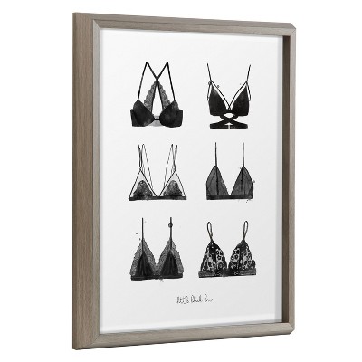 16" x 20" Blake Little Black Bra by Maja Tomljanovic Gray Framed Printed Glass - Kate & Laurel All Things Decor