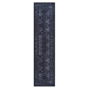 KWPZQEB Washable Area Rug, Ultra Soft Area Rug with Non-Slip Backing & Durable Edge Binding, Vintage Rugs for Living Room, Bedroom, Black+ Gray - 1 of 4