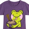 Girls' - Instant Message - Kawaii Frog Eating Ramen Fitted Short Sleeve Graphic T-Shirt - 2 of 4