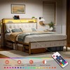 WOWLIVE Full/Queen/King Bed Frame with Storage Headboard, Metal Platform Bed Frame, Storage Bed with Charging Station and LED Light - 4 of 4