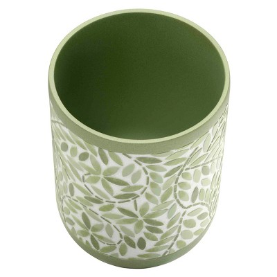 Green Hand-Painted Resin Circular Rubbish Bin