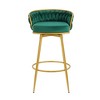 SKRAN  Bar Stools Set of 2, 31.5" Counter Height Bar Stools, With Backs And Gold Metal Frame, Rotatable, for Kitchen, Living Room, Pub,Green - 4 of 4