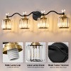 POWLIG 34.8-in 4-Light Black and Gold Dimmable Bathroom Transitional Vanity Light with Crystal Shade - 4 of 4