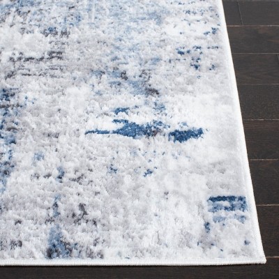Amelia Grey and Light Blue Abstract Synthetic Area Rug