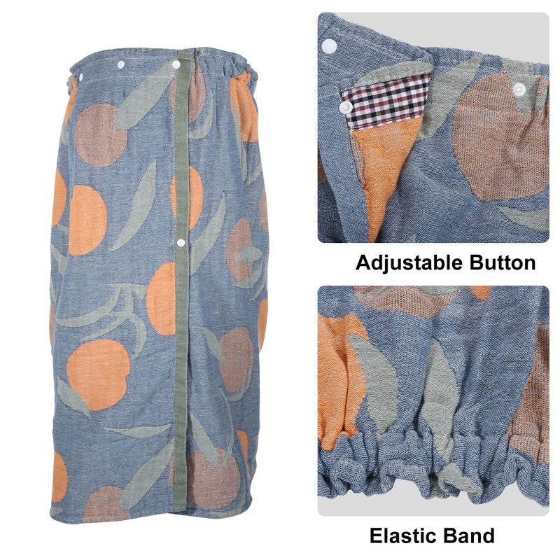 Unique Bargains Soft Absorbent Elastic Band Adjustable Button Towel Bath Wrap Blue 55.12" x 30.31" 1 Pc, 3 of 7