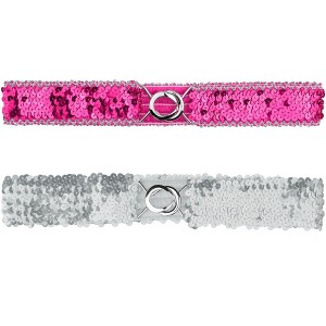Allegra K Women's Halloween Skinny Stretchy Waist Belts Sequins Decor Elastic Belts for Dresses 2Pcs - 1 of 4