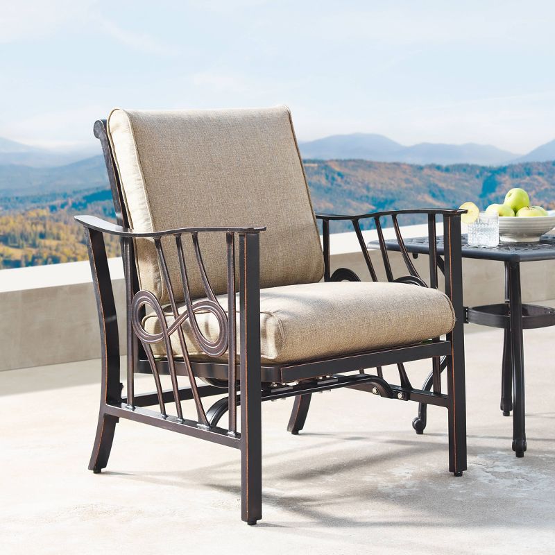 4pk Aluminum Outdoor Deep Seating Club Chairs with Polyester Cushions - Antique Copper/Tan - Oakland Living, 4 of 8