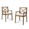 Gulches Perla Outdoor Dining Chairs Set of 2 - Solid Wood Frame with Cream Water-Resistant Cushions, Elegant White Accents - 3 of 4