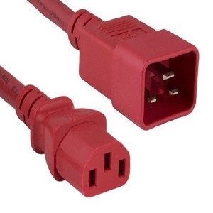SANOXY 6ft 14 AWG 15A 250V Power Cord (IEC320 C20 to IEC320 C13), Red - 1 of 3