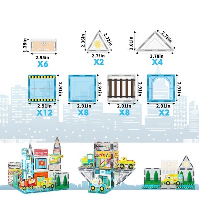 Metro City Themed Magnetic Building Blocks Set with Vehicles