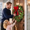 24 In Christmas Wreath,Pre-Lit LED Lights Christmas Decor with Red Bow & Balls, Artificial Pine Greenery Wreath for Home Fireplace Wall Window - 2 of 4