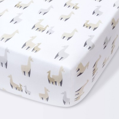 Image of Fitted Crib Sheet Llamas - Cloud Island™ Gray/White