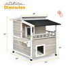 Costway 2-Story Wooden Patio Luxurious Cat Shelter House Condo w/ Large Balcony - 2 of 4