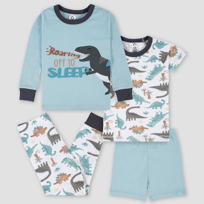 Gerber Baby Boys' 4pc Dinosaur Snug Fit Pajama Set - Light Blue/Pink 12M