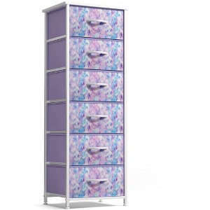 Sorbus Narrow 6 Drawers Nightstand with Steel Frame, Wood Top, Easy Pull Fabric Bins for Home, Bedroom, Office & Dorm - 1 of 4