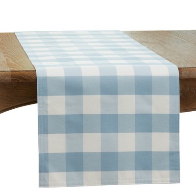 Saro Lifestyle Cotton And Poly Blend Table Runner With Plaid Design