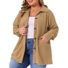Women's Plus Size Corduroy Lapel Button Down Long Sleeve Pleated Back Casual Shacket Jacket with Pocket - Agnes Orinda - 2 of 4