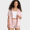 Women's Satin Short Sleeve Notch Collar Shirt and Shorts Pajama Set - Wild Fable™ - 3 of 4