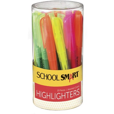 School Smart Highlighter, Chisel Tip, Assorted Colors, pk of 20