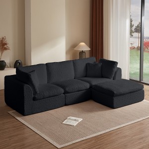 KWPZQEB 110" Modular Sectional Sofa Couches, L-Shape Couch 3 Seat Modular Sofa with Pillows & Ottoman, Comfy Sectional Sofa for Living Room - 1 of 4