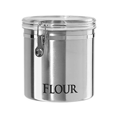 Oggi Jumbo 8 Stainless Steel Flour Clamp Canister - Airtight Food Storage Container Ideal for Kitchen & Pantry Storage of Flour