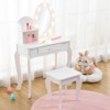 Kids Vanity Desk with Mirror Lights, Princess Makeup Table with Drawers & 3 Light Modes, Wooden Girls Vanity Set with Stool - 3 of 4