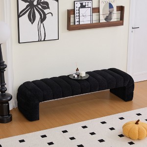 Aortzio Chenille Waterfall Bench End of Bed,Entryway Ottoman with Storage,Large Size Footstool for Bedroom,Living Room - 1 of 4