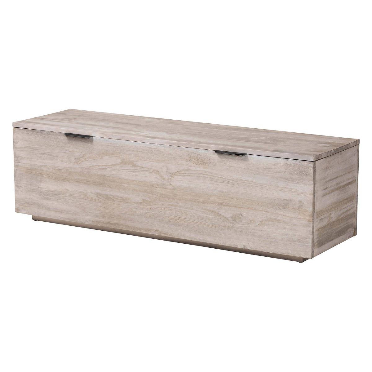 bali & pari Alvaro Wood Storage Trunk with Hinged Lid White Wash/Black
