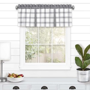 Kate Aurora Windowpane Plaid Country Farmhouse Rod Pocket Window Valance - 1 of 4