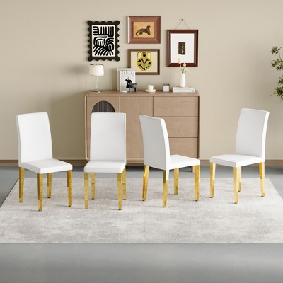 NicBex Modern Set of 4 Dining Chairs with Silver/Gold Mirrored Metal Legs,Thick Upholstered Kitchen Chairs,Living Room Chairs