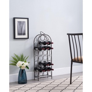 Kings Brand Furniture 23 Bottles Freestanding Floor Metal Wine Rack Stand, Liquor Bottle Holder Stand, Pewter - 1 of 3