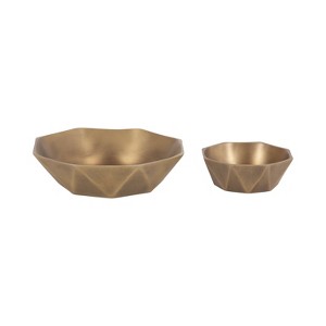 Kate and Laurel Octave Metal Bowl Set, 2 Piece, Gold - 1 of 4