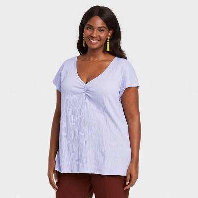 plus tops purple target lavender ava ruched neck shirt viv