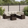 vidaXL 7 Piece Patio Sofa Set with Cushions Brown and Cream Poly Rattan - without storage - 2 of 4