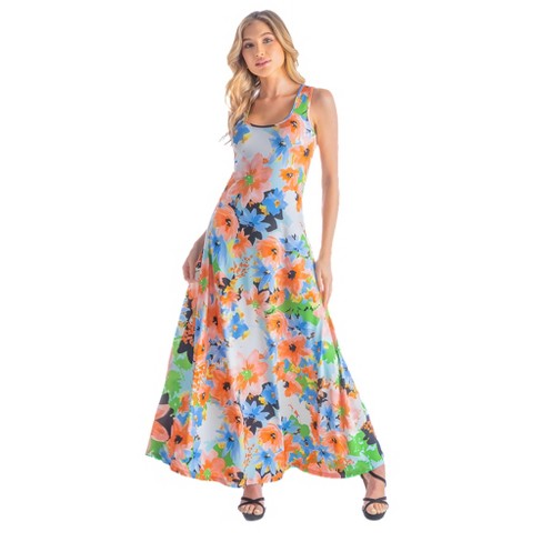Womens Floral Watercolor Sleeveless Long Casual Maxi Dress : Target