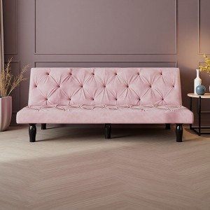 66" Velvet Sofa-to-Bed with Adjustable Backrest & Solid Wood Frame - 1 of 4