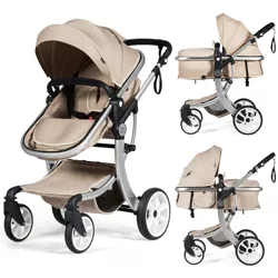 Blue 2-1 Luxury Baby Stroller and car seat Combo Baby bassinets Folding pram 2-1 3 in 1 Strollers Reversible Baby Carriage 