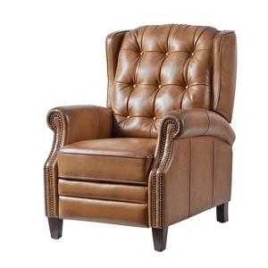 Silvia Genuine Leather Power Recliner with Solid Wood Legs|ARTFUL LIVING DESIGNS - 1 of 4