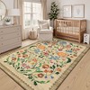 Modern Floral Printed Area Rugs Machine Washable Soft Non Slip Farmhouse Carpet Stain Resistant Low Pile Rug for Kitchen Living Room Laundry Bedroom - 4 of 4