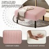 MOONMISS Small Ottoman Footstool with Legs,Corduroy Fabric Ottoman Foot Stool with Soft Padded seat - 2 of 4
